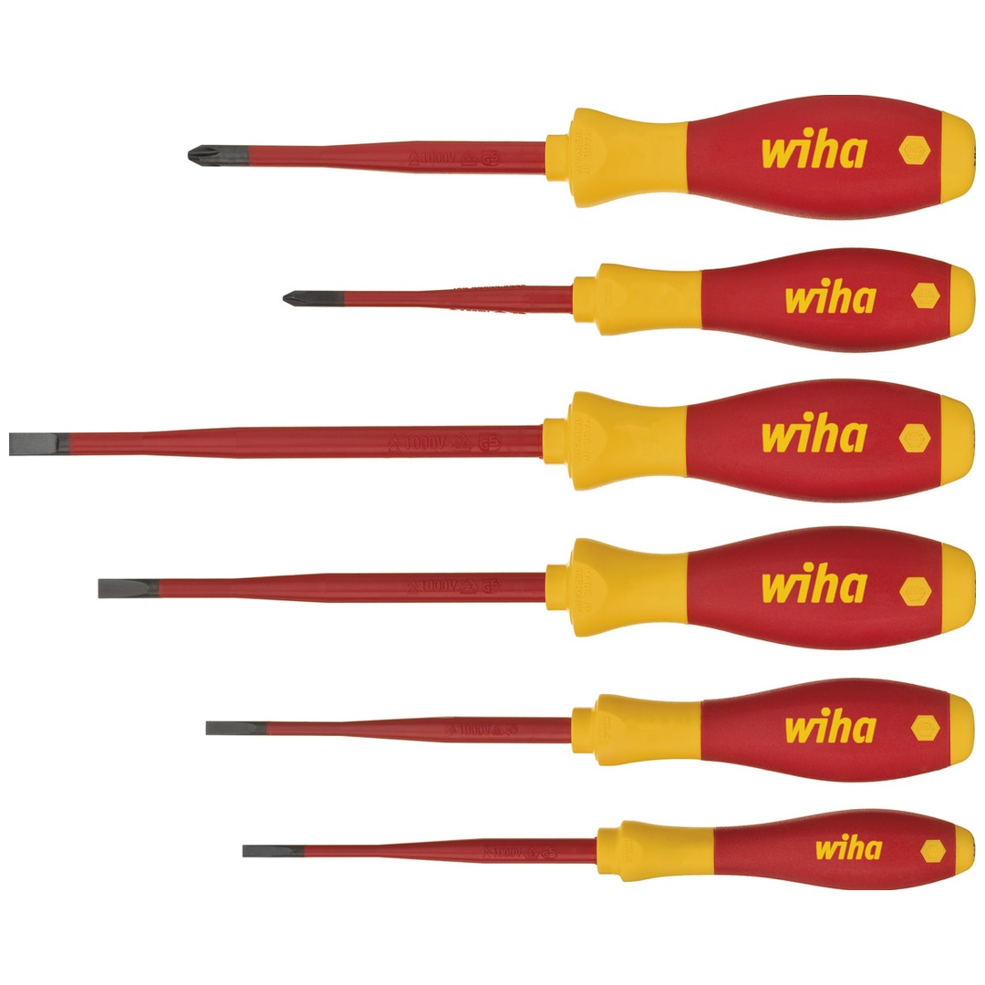 Wiha Schraubendreher Set SoftFinish electric slimFix Schlitz, Phillips 6-tlg.