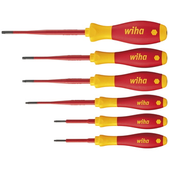 Wiha Schraubendreherset SoftFinish slimFix, 6 teilig, Schraubenziehersatz VDE Elektriker, isoliert 1000v, Torx