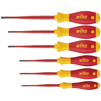 Wiha Schraubendreherset SoftFinish slimFix, 6 teilig, Schraubenziehersatz VDE Elektriker, isoliert 1000v, Torx mit Loch