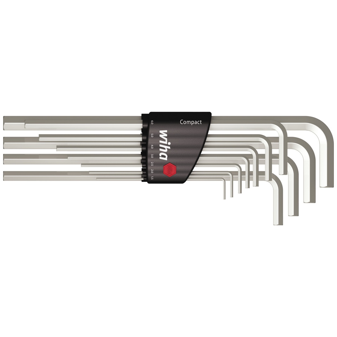 Wiha Stiftschlüssel Set im Compact Halter Sechskant 11-tlg. glanzvernickelt inkl. Halter