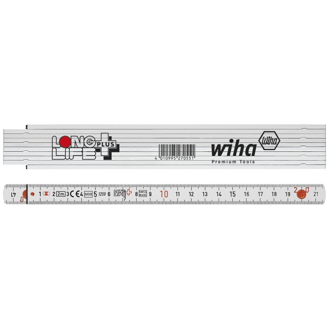 Wiha Gliedermaßstab Longlife Plus 2 m metrisch, 10 Glieder 15 mm, Art.Nr. 27059
