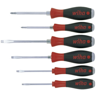 Wiha Schraubendreher Set mit Schlagkappe SoftFinish 6 -tlg., Schraubenzieher Satz Alltag, Handwerk, Industrie, Schraubwerkzeug Schlitz/Kreuz (21250)