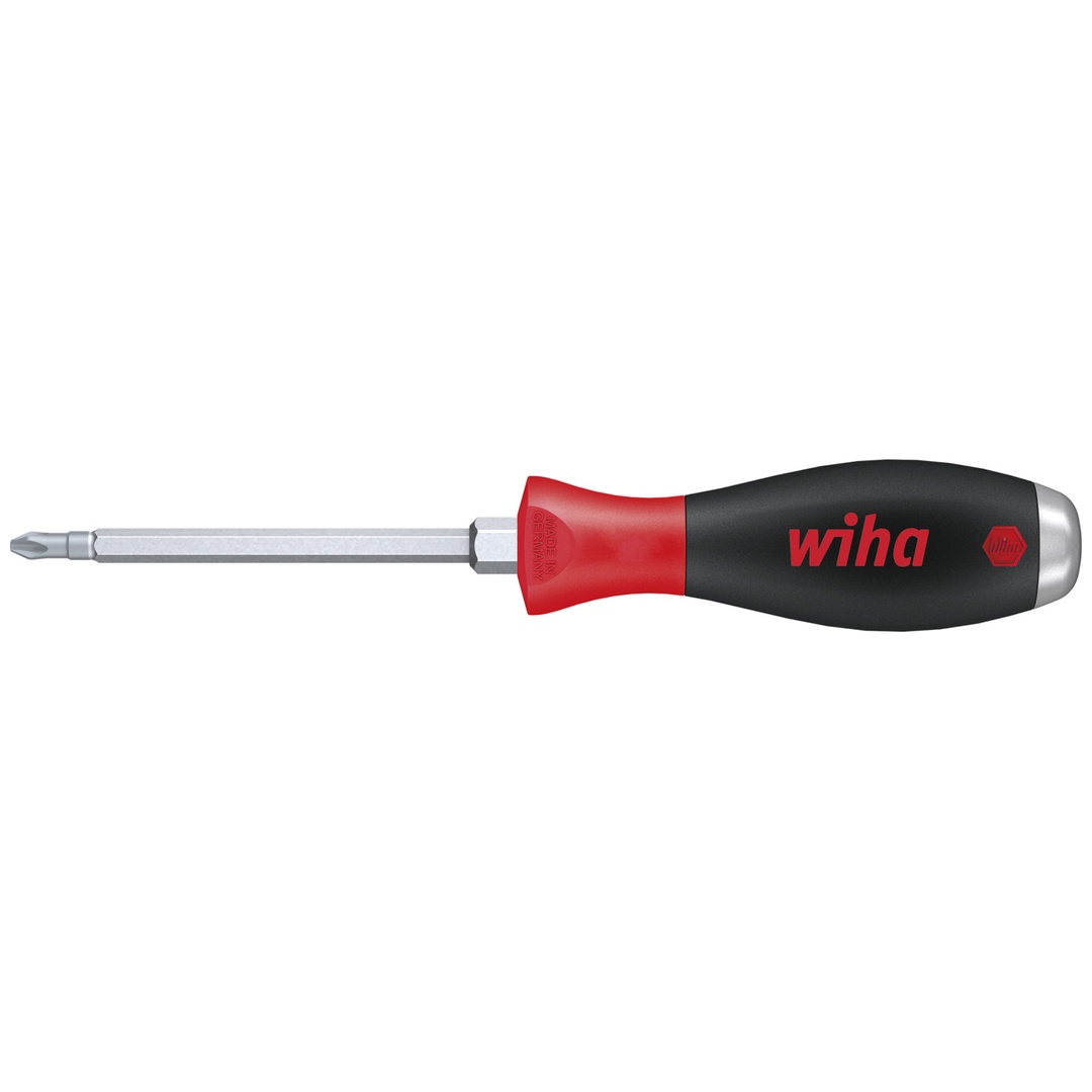 Wiha Schraubendreher SoftFinish Phillips mit durchgehender Sechskantklinge und massiver Stahlkappe PH2 x 100 mm