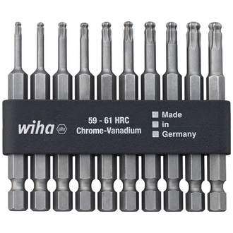 Wiha Bit Set Professional 70 mm TORX Kugelkopf 10-tlg. 1/4" in Bitleiste (32804)