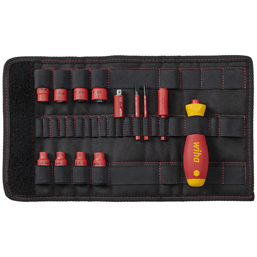 Wiha Schraubendreher und Steckschlüsseleinsatz 1/4 Set slimVario electric gemischt 14-tlg. inkl. Falttasche