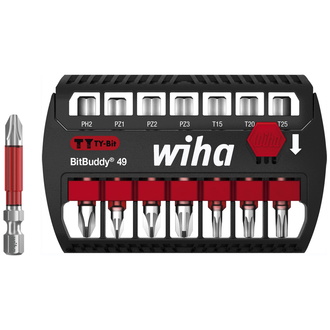 Wiha Bit Set BitBuddy 7-tlg., TY-Bit 49 mm, PH, PZ, Torx 1/4" E6,3, Zubehör für Schraubanwendungen, Impact- und Schlagschraubergeeignet (42116)