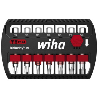 Wiha Bit Set BitBuddy 7-tlg., TY-Bit 49 mm, PZ, Torx 1/4" E6,3, Zubehör für Schraubanwendungen, Impact- und Schlagschraubergeeignet