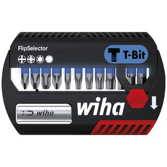 Wiha Bit Set FlipSelector T-Bit 13-tlg., T-Bit 25 mm PH, PZ, Torx, Sechskant 1/4" C6,3, Impact- & Schlaugschrauber geeignet