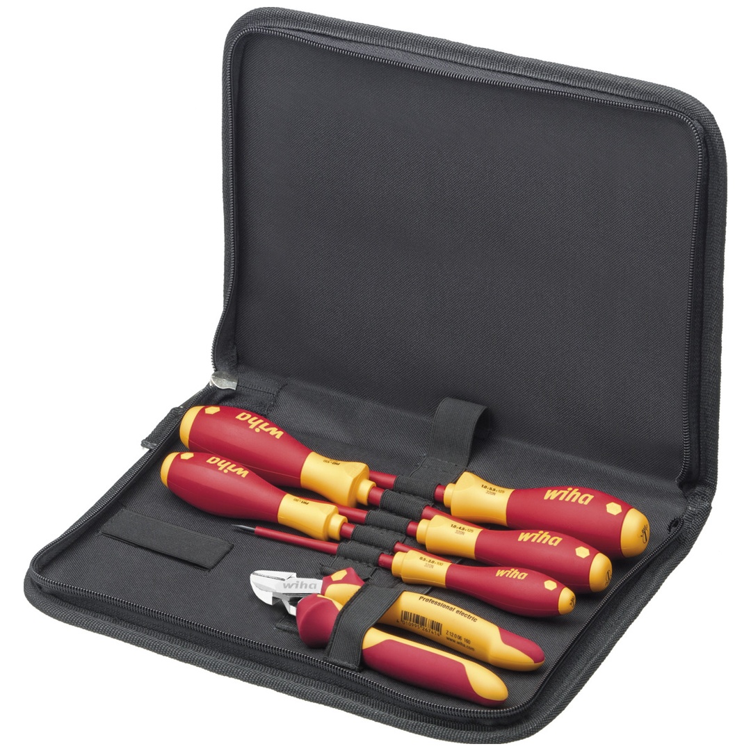 Wiha Werkzeug Set Elektriker Schraubendreher, Seitenschneider 7-tlg. inkl. Werkzeugmappe