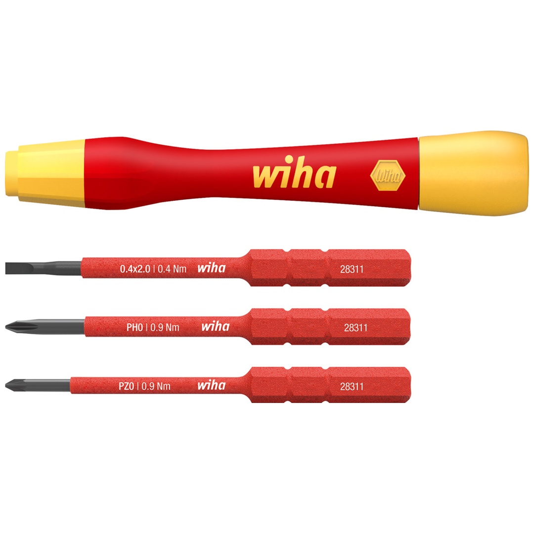 Wiha Feinschraubendreher Set PicoFinish slimVario electric Schlitz, Phillips, Pozidriv mit 3 slimBits