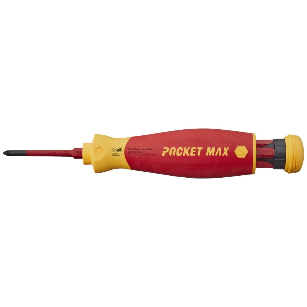 Wiha Schraubendreher mit Bit Magazin PocketMax electric gemischt mit 4 slimBits