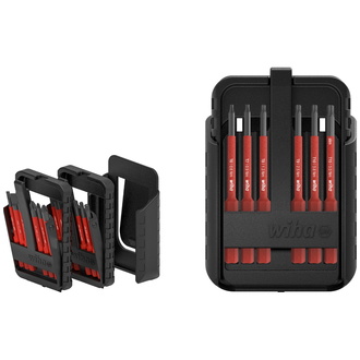 Wiha Bit Set slimBit electric Torx, Torx PLUS 12-tlg., inkl. slimBit-Boxen und Gürtelhalter, flexibel, kompakt, mobil, VDE geprüft