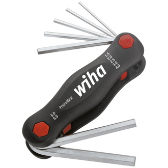 Wiha Multitool PocketStar Innen-Sechskant 7-tlg., per Tastendruck schneller Zugriff, als Längs- und Quergriff einsetzbar, Stiftschlüssel (23035)