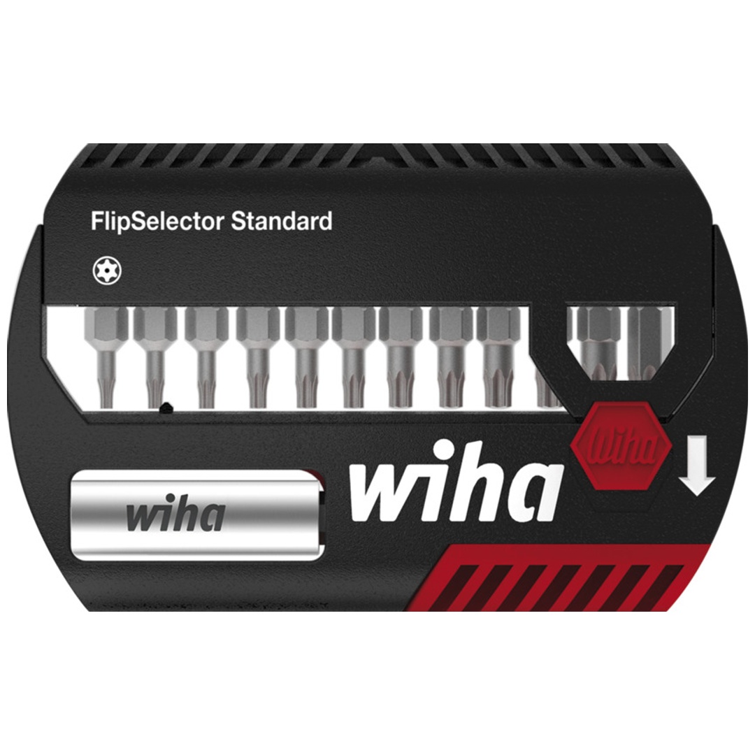 Wiha Bit Set FlipSelector Standard 25 mm TX Tamper Resistant (mit Bohrung) 13-tlg. 1/4 C6,3