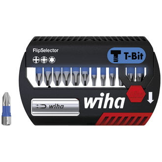 Wiha Bit Set FlipSelector 13-tlg., T-Bit 25 mm, PH, PZ, Torx 1/4" C6,3, magnetischer Bithalter, Impact- & Schlaugschrauber geeignet