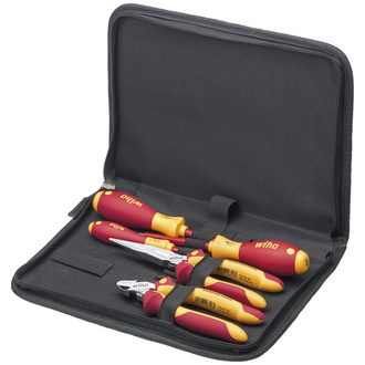 Wiha Werkzeug Set Mechaniker 6-tlg. in Tasche, Schraubendreher, Kombizange, Seitenschneider, inkl. Werkzeugmappe, Grundausstattung (30824)