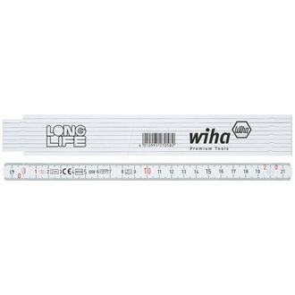 Wiha Meterstab Longlife Plus Composite 2 m metrische Skala, 10 Glieder, Farbe: weiß (27057)