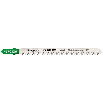 Klingspor JS 901 WF Stichsägeblätter, 115 x 8 x 1,45 mm Nutzlänge 90Crom-Vanadium, kreuzgeschliffen, konisch , 9 Zähne pro Zoll, SB-verpackt im Karton