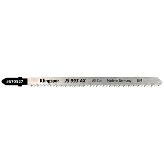 Klingspor JS 993 AX Stichsägeblätter, 132 x 8 x 1,27 mm Nutzlänge 110Bi-Metall, gefräst, geschränkt , 10-14 Zähne pro Zoll, SB-verpackt im Karton