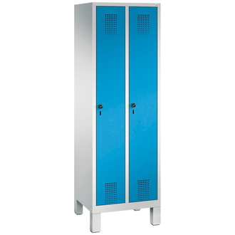 C+P Möbelsysteme Garderobenschrank Evolo B610xT500xH1850 mm 2 Abteile,RAL7035/5012 mit Kunststoff-Füße