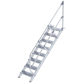 MUNK Alu-Treppe 45 Grad 8 Stufen B 600 mm lichte Höhe 1670 mm Ausladung 1924 mm