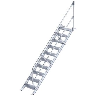 MUNK Alu-Treppe 45 Grad 10 Stufen B 600 mm lichte Höhe 2080 mm Ausladung 2341 mm