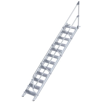 MUNK Alu-Treppe 45 Grad 12 Stufen B 600 mm lichte Höhe 2500 mm Ausladung 2761 mm