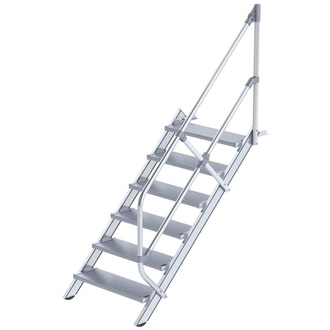 MUNK Alu-Treppe 45 Grad 6 Stufen B 800 mm lichte Höhe 1250 mm Ausladung 1499 mm