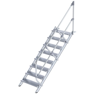 MUNK Alu-Treppe 45 Grad 8 Stufen B 800 mm lichte Höhe 1670 mm Ausladung 1924 mm