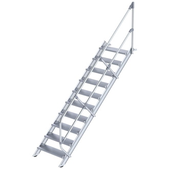 MUNK Alu-Treppe 45 Grad 10 Stufen B 800 mm lichte Höhe 2080 mm Ausladung 2341 mm