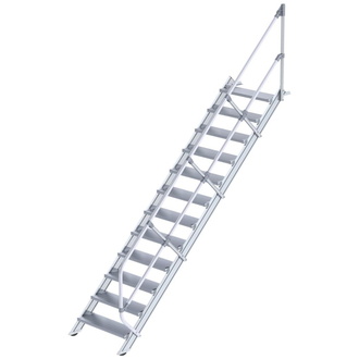 MUNK Alu-Treppe 45 Grad 12 Stufen B 800 mm lichte Höhe 2500 mm Ausladung 2761 mm