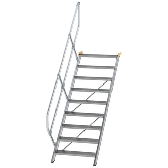 MUNK Alu-Treppe 45 Grad 6 Stufen B 600 mm lichte Höhe 1250 mm Ausladung 1499 mm