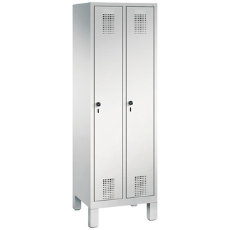 C+P Möbelsysteme Garderobenschrank Evolo B610xT500xH1850 mm 2 Abteile,RAL7035 mit Kunststoff-Füße