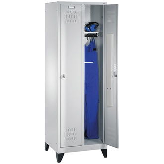 C+P Möbelsysteme Format Garderobenschrank B610xT500xH1800 mm RAL 7035, 2 Abteile mit Füße