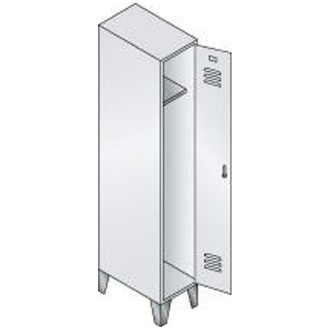 C+P Möbelsysteme Garderobenschrank ClassicB320xT500xH1850 mm RAL 7035, 1 Abteil mit 150 mm hohen Füßen