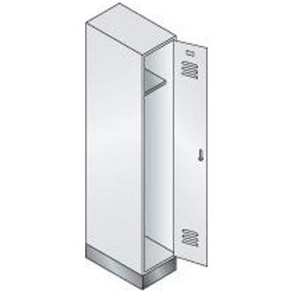 C+P Möbelsysteme Garderobenschrank ClassicB320xT500xH1850 mm RAL 7035, 1 Abteil mit 100 mm hohem Sockel