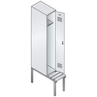 C+P Möbelsysteme Garderobenschrank ClassicB320xT500xH2090 mm RAL 7035, 1 Abteil mit untergeb. Sitzbank