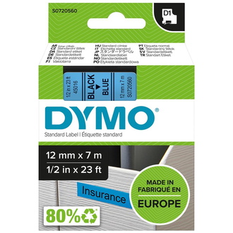 Schriftband D1 45016 schwarz/blau 12mmx7m DYMO