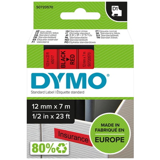 Schriftband D1 45017 schwarz/rot 12mmx7m DYMO