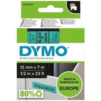 Schriftband D1 45019 schwarz/grün 12mmx7m DYMO