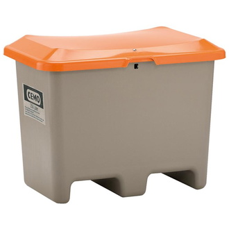 Cemo Streugutbehälter PLUS3 200l ohne Entnahme / mit Staplertasche grau/orange 10537