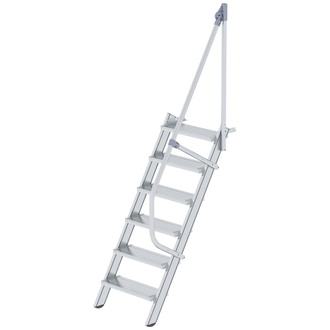 MUNK Alu-Treppe 60 Grad 6 Stufen B 600 mm lichte Höhe 1450 mm Ausladung 1096 mm