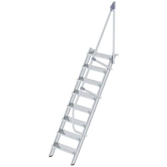 MUNK Alu-Treppe 60 Grad 8 Stufen B 600 mm lichte Höhe 1940 mm Ausladung 1361 mm