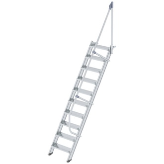 MUNK Alu-Treppe 60 Grad 10 Stufen B 600 mm lichte Höhe 2420 mm Ausladung 1626 mm