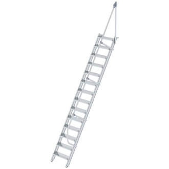 MUNK Alu-Treppe 60 Grad 14 Stufen B 600 mm lichte Höhe 3400 mm Ausladung 2161 mm