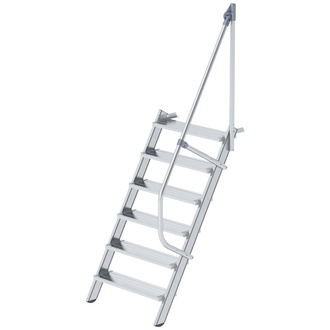 MUNK Alu-Treppe 60 Grad 6 Stufen B 800 mm lichte Höhe 1450 mm Ausladung 1096 mm