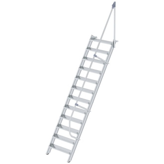 MUNK Alu-Treppe 60 Grad 12 Stufen B 800 mm lichte Höhe 2900 mm Ausladung 1891 mm