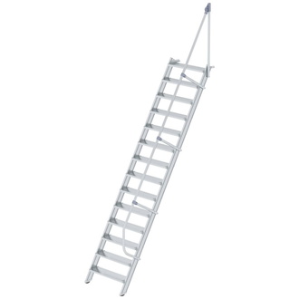 MUNK Alu-Treppe 60 Grad 14 Stufen B 800 mm lichte Höhe 3400 mm Ausladung 2161 mm