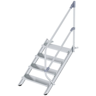 MUNK Alu-Treppe 45 Grad 4 Stufen B 800 mm lichte Höhe 830 mm Ausladung 1058 mm