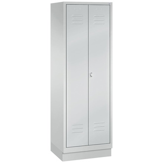 C+P Möbelsysteme Garderobenschrank ClassicB610xT500xH1800 mm RAL 7035, 2 Abteile mit 100 mm hohem Sockel